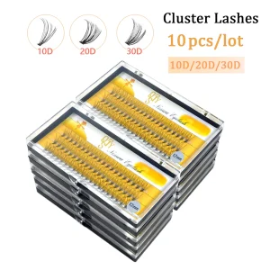 QSTY Lashes 10pcs/Lot Cluster Lashes 3 Rows Bundles